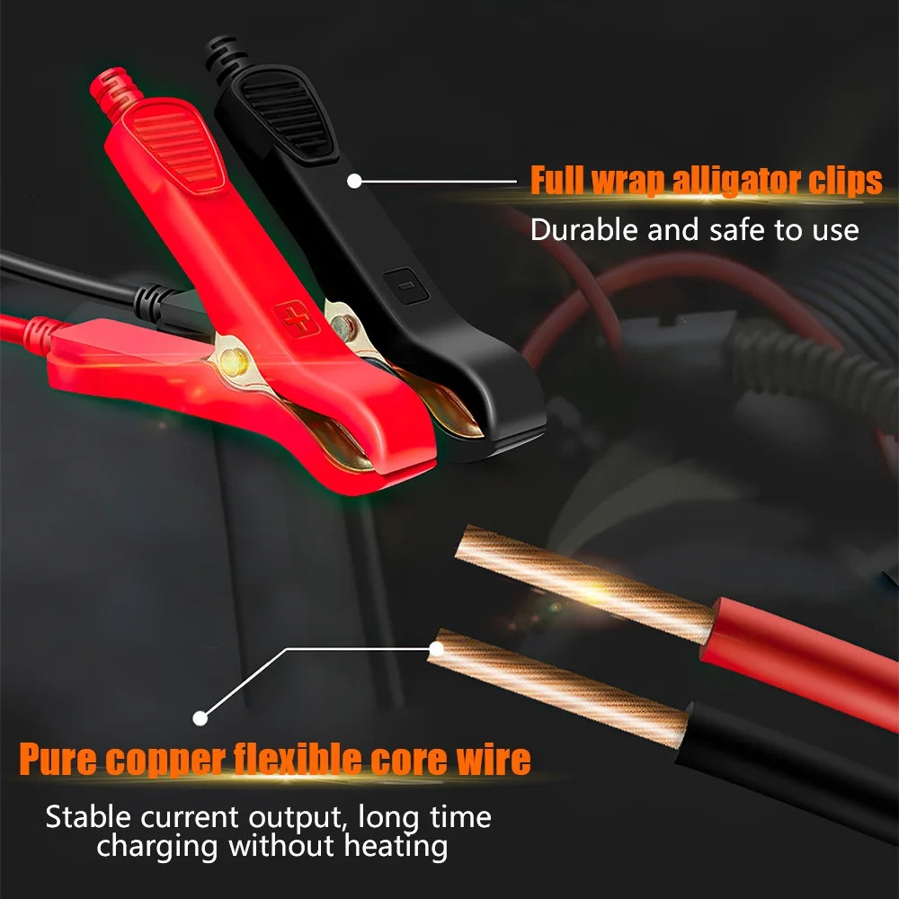 Automatic Smart Charger, 12V 6A Car and Motorcycle Portable Battery Charger with Screen Display, Battery Maintainer