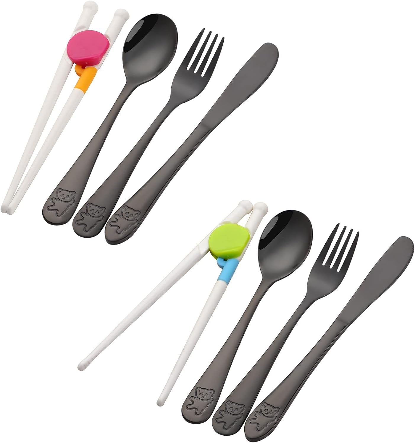 Kids Silverware, Stainless Steel Children Flatware Set, Toddler Utensils Set of 4, Rainbow