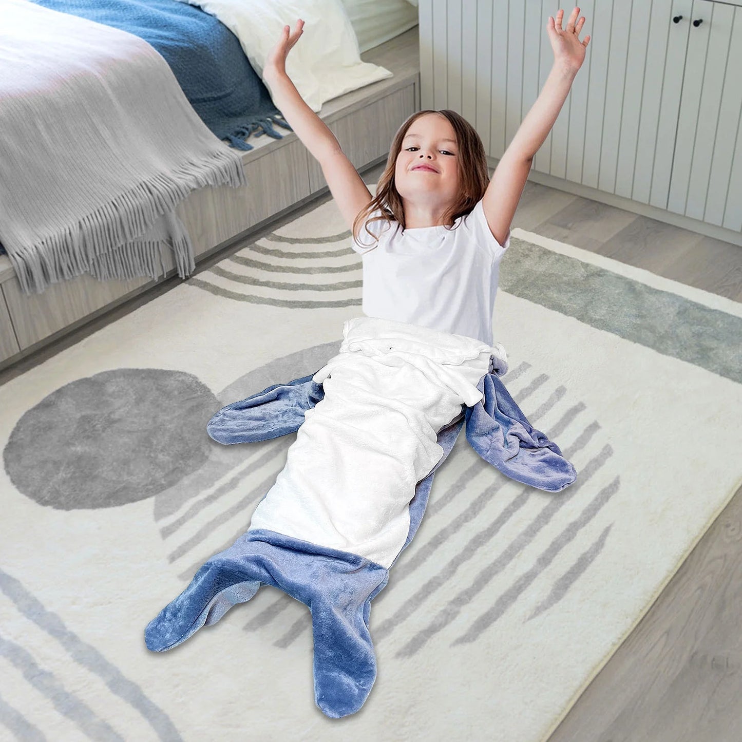 Shark Blanket Hoodie Onesie Adult & Kid,Wearable Shark Blanket,Shark Sleeping Bag,Soft Cozy Shark Onesie Costume