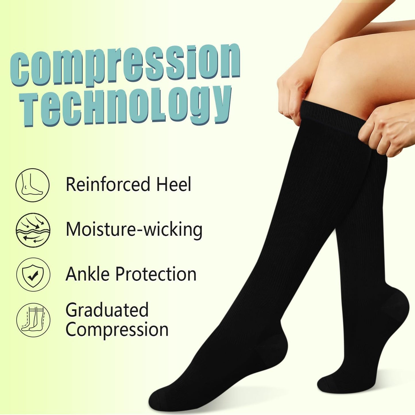 Copper Compression Socks (15-20 Mmhg) for Men & Women - Running, Hiking, Cycling, Travel - Improves Circulation