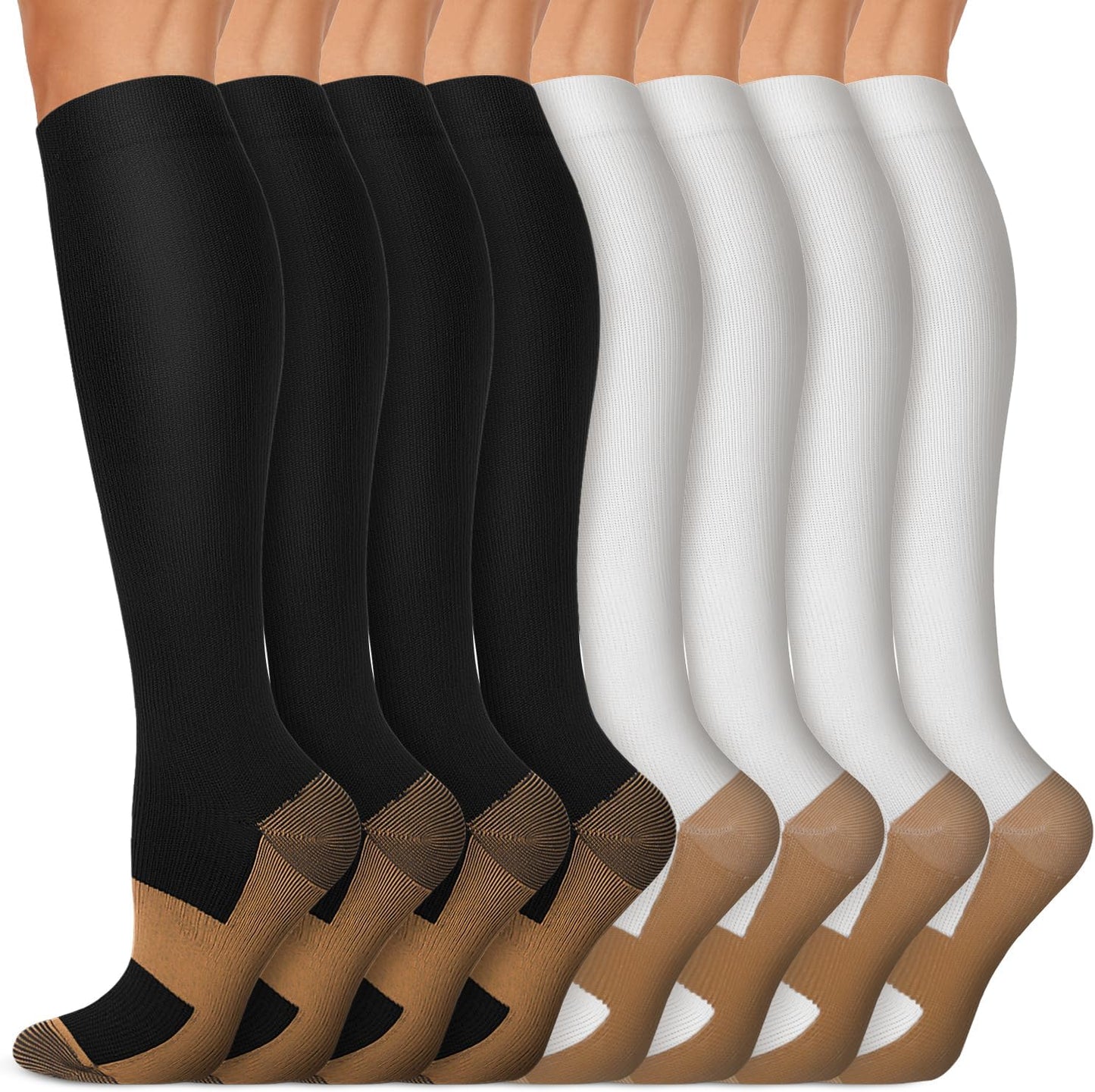 Copper Compression Socks (15-20 Mmhg) for Men & Women - Running, Hiking, Cycling, Travel - Improves Circulation