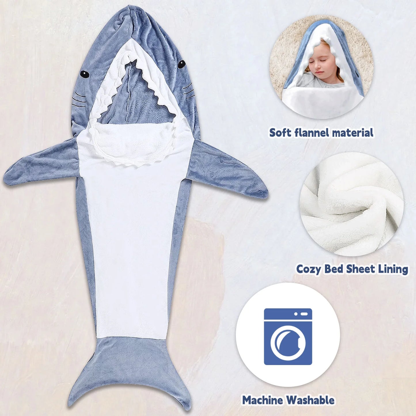 Shark Blanket Hoodie Onesie Adult & Kid,Wearable Shark Blanket,Shark Sleeping Bag,Soft Cozy Shark Onesie Costume