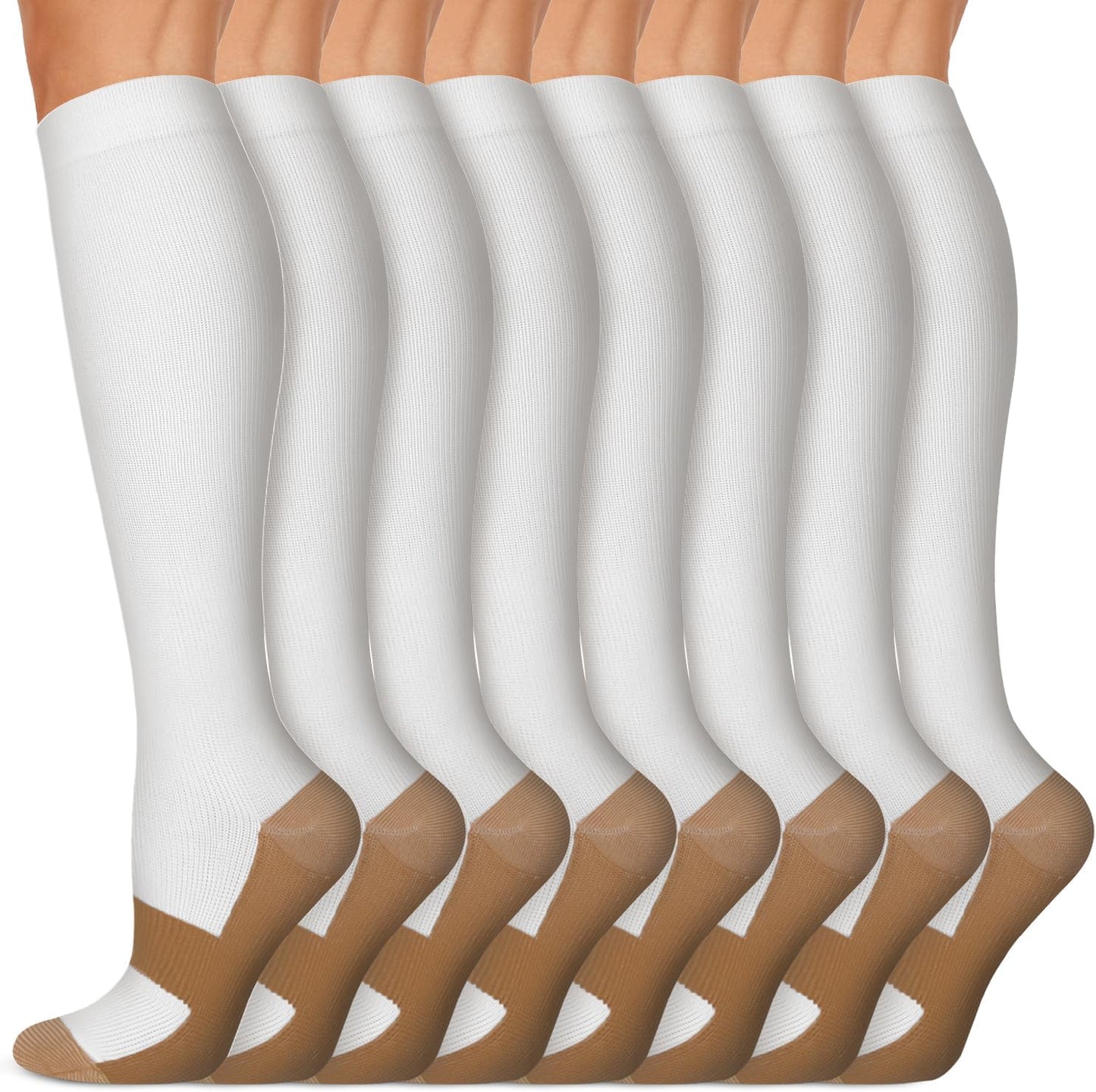Copper Compression Socks (15-20 Mmhg) for Men & Women - Running, Hiking, Cycling, Travel - Improves Circulation