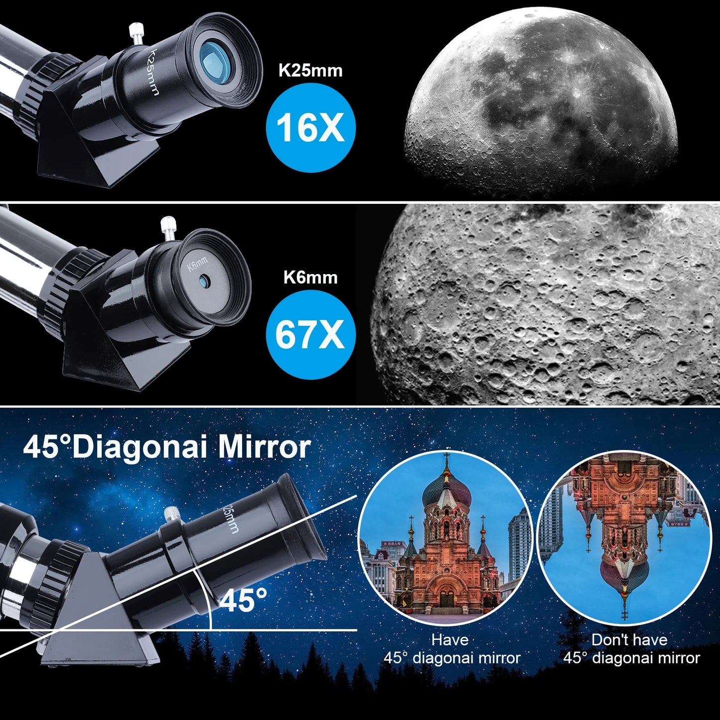 Telescope for Astronomy Fans, 70Mm Aperture 400Mm AZ Mount Refractor Telescope for Kids, Adults, Beginners