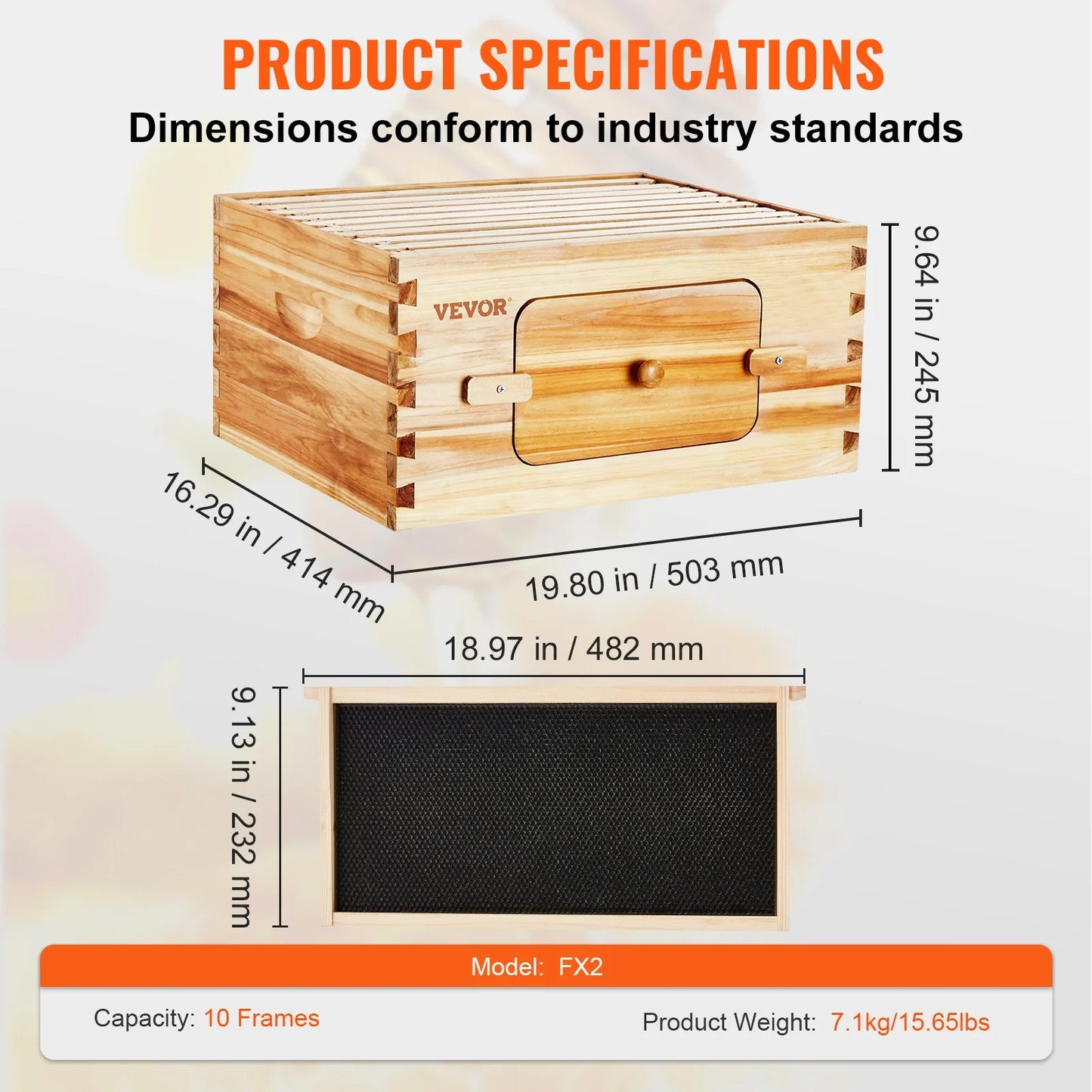 VEVOR Bee Hive Deep Box Starter Kit, for Beginners and Pro Beekeepers