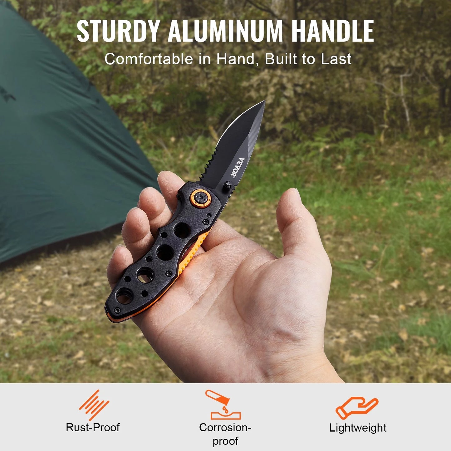Folding Pocket Knife 3 In/7.6 Blade Aluminum Handle Sharp