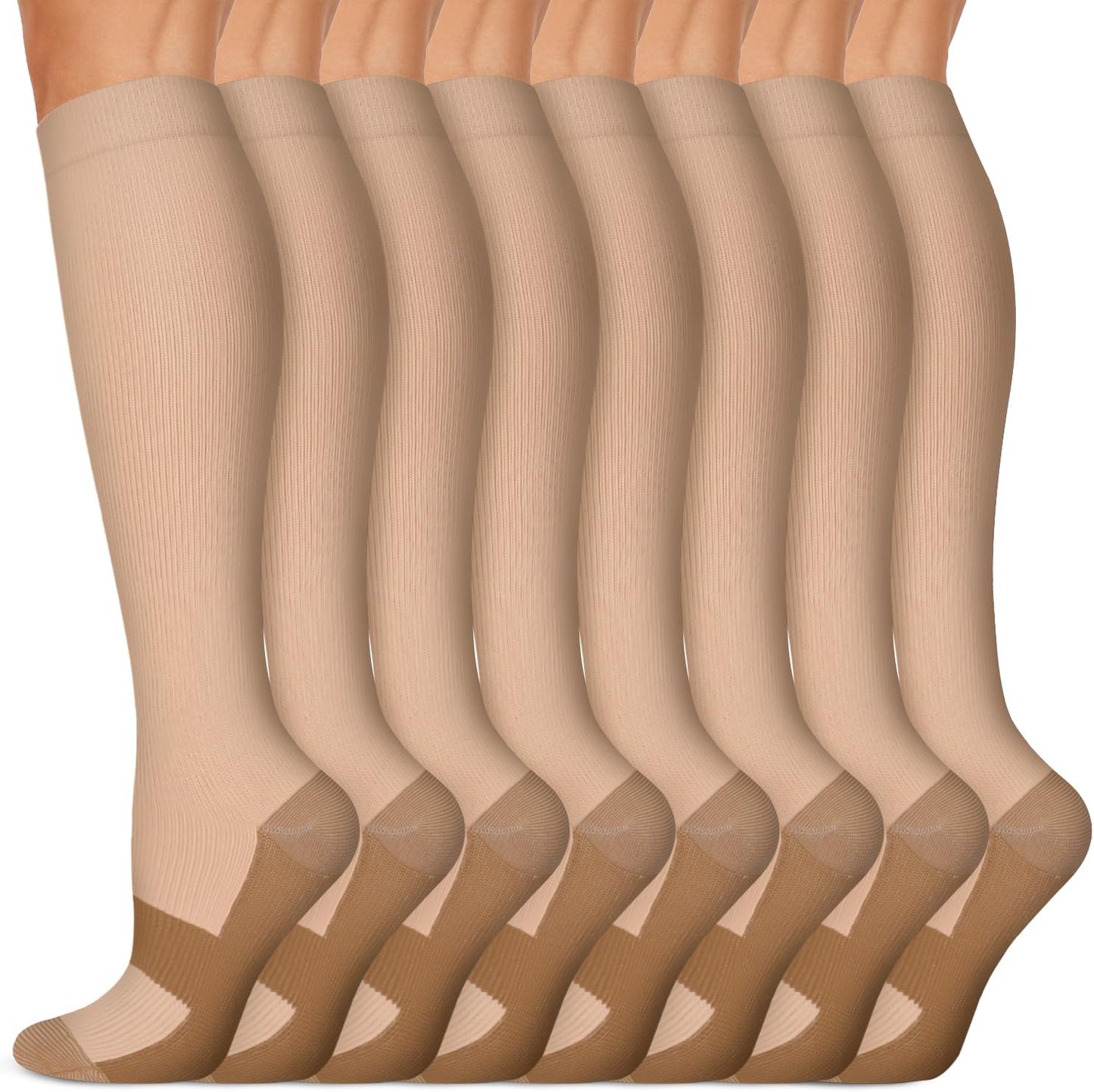Copper Compression Socks (15-20 Mmhg) for Men & Women - Running, Hiking, Cycling, Travel - Improves Circulation
