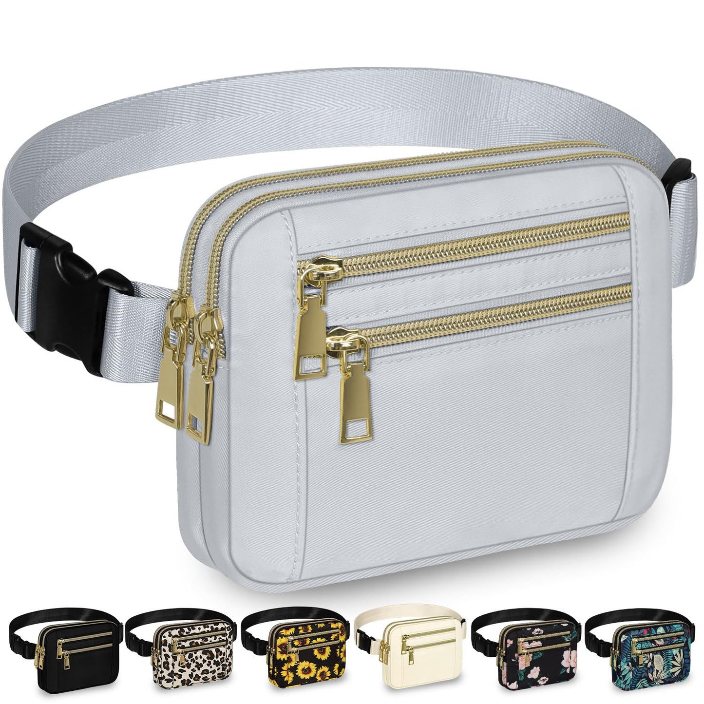 Capolo Fanny Packs for Women Fashion Waist Packs Bag with Adjustable Strap and 4 Zipper Pockets Waterproof Everywhere Crossbody Belt Bag for Workout Running Travelling(Black)