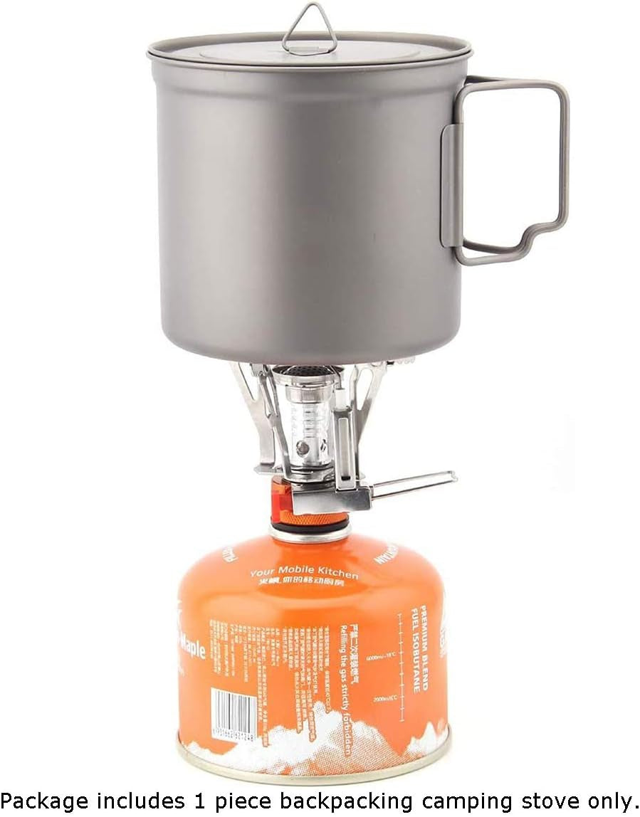 Backpacking Portable Camping Stove with Piezo Ignition Stable Supports Ultralight Stove for Camping Hiking and Backpacking Trips Cooking