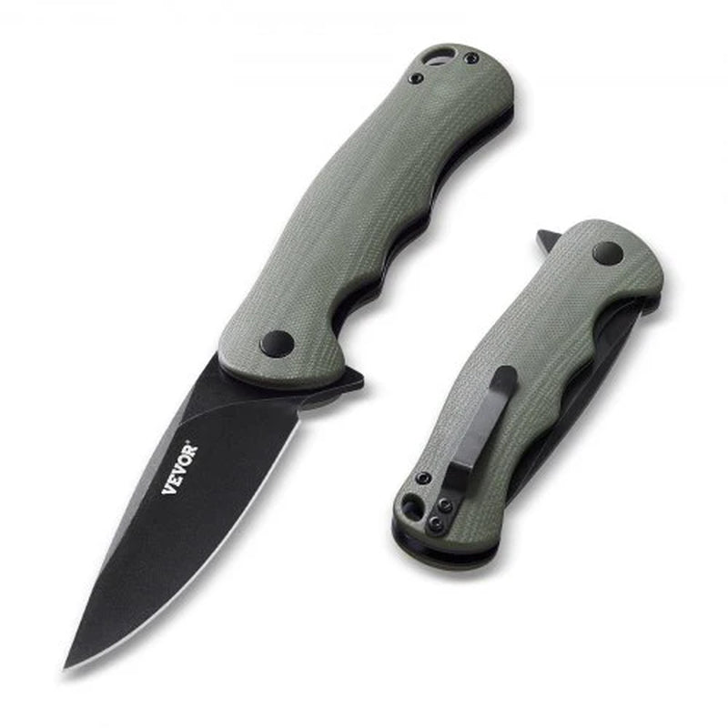 Folding Pocket Knife 3.5 In/8.8 Steel Blade G10 Handle Pocket Clip