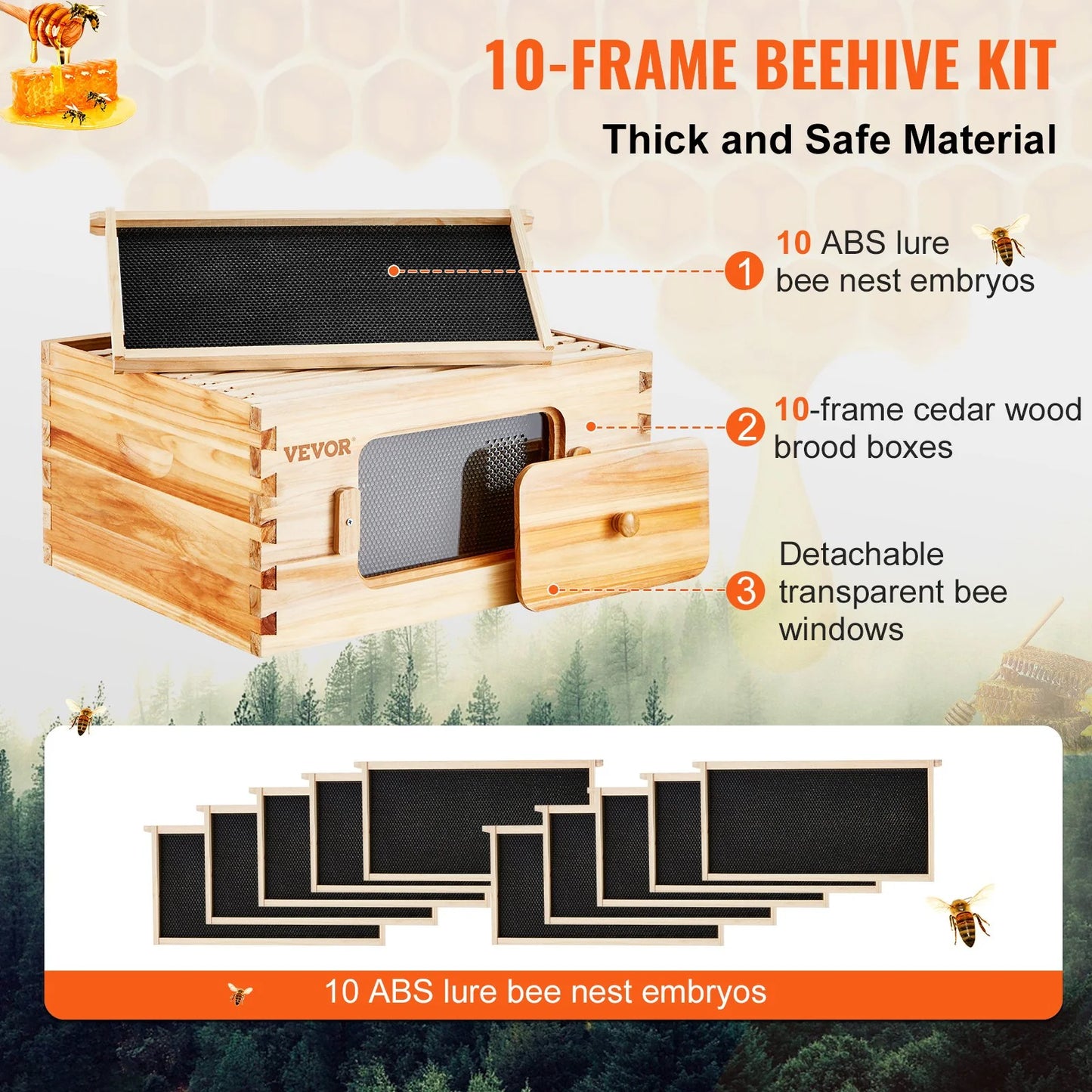 VEVOR Bee Hive Deep Box Starter Kit, for Beginners and Pro Beekeepers