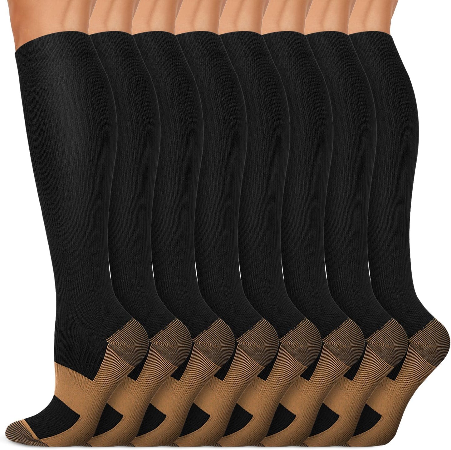 Copper Compression Socks (15-20 Mmhg) for Men & Women - Running, Hiking, Cycling, Travel - Improves Circulation