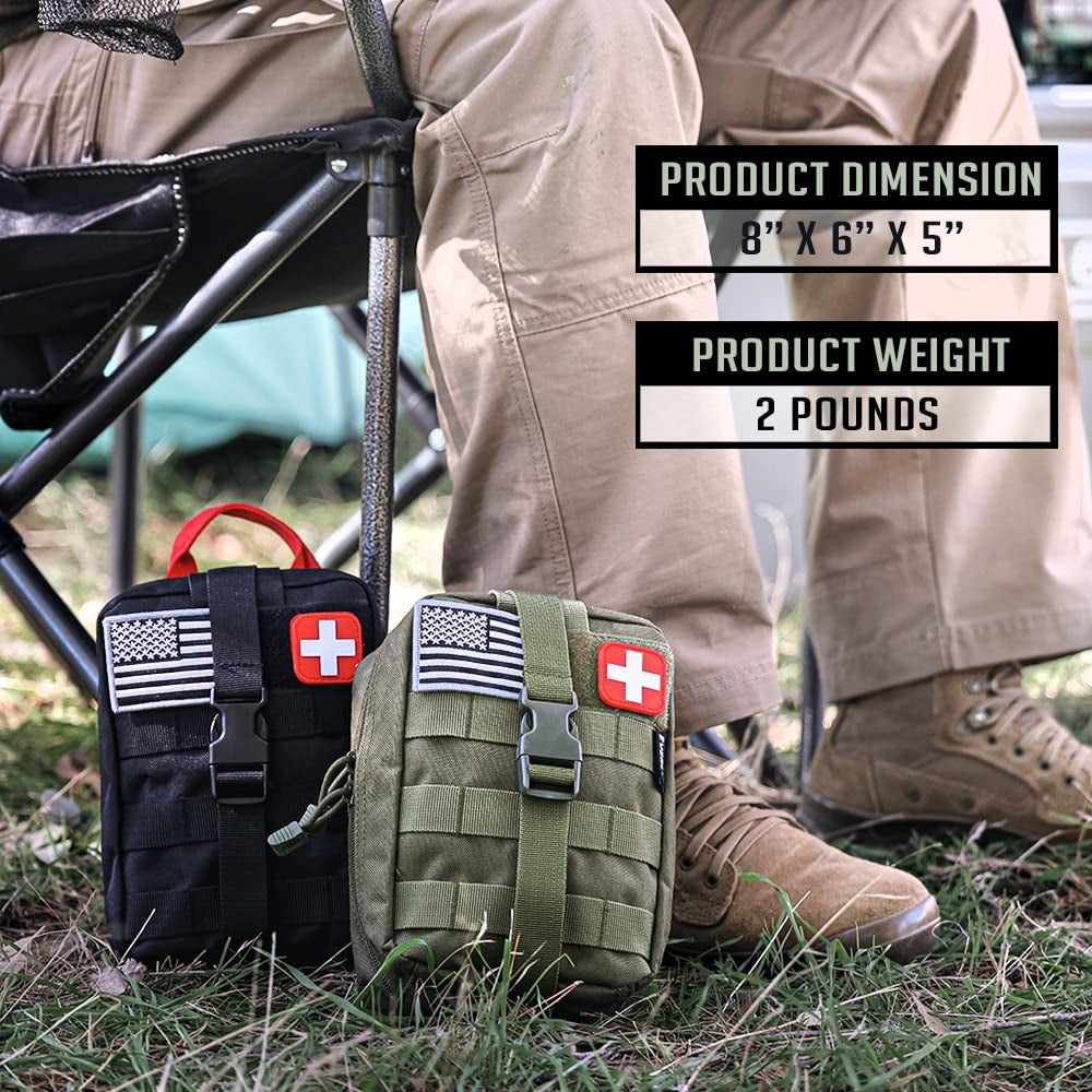 250 Pieces Survival First Aid Kit IFAK EMT Molle Pouch Kit Outdoor Gear Emergency Kits Trauma Bag for Camping Boat Hunting Hiking Home Car Earthquake and Adventures