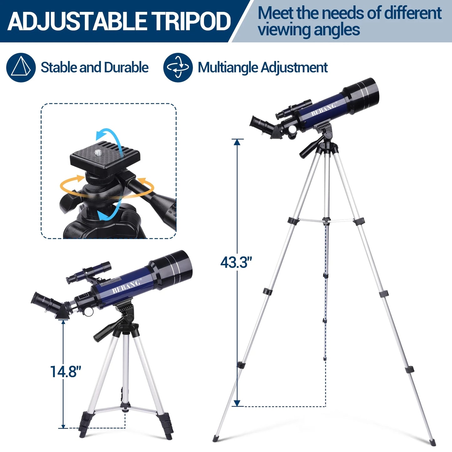 Telescope for Astronomy Fans, 70Mm Aperture 400Mm AZ Mount Refractor Telescope for Kids, Adults, Beginners