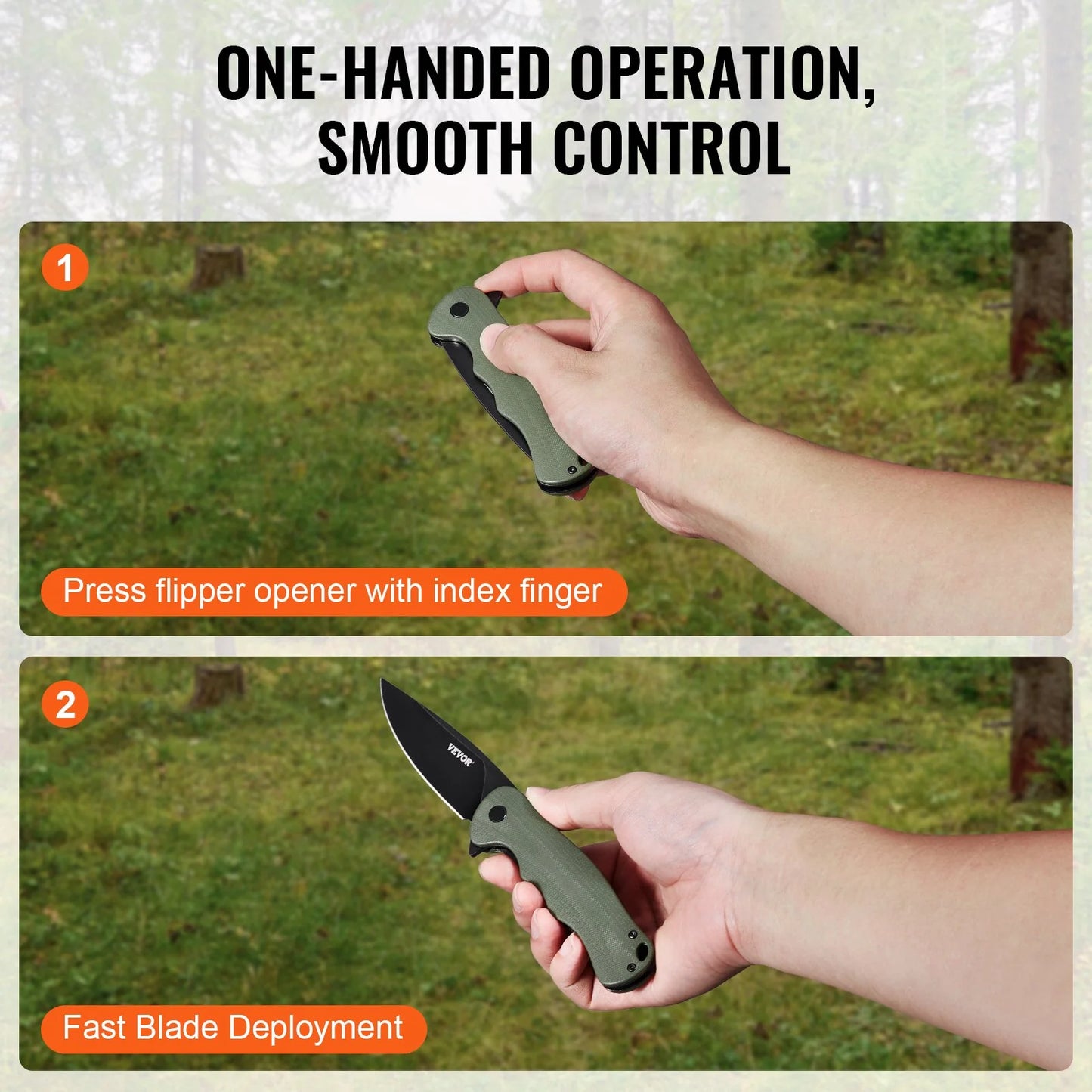 Folding Pocket Knife 3.5 In/8.8 Steel Blade G10 Handle Pocket Clip