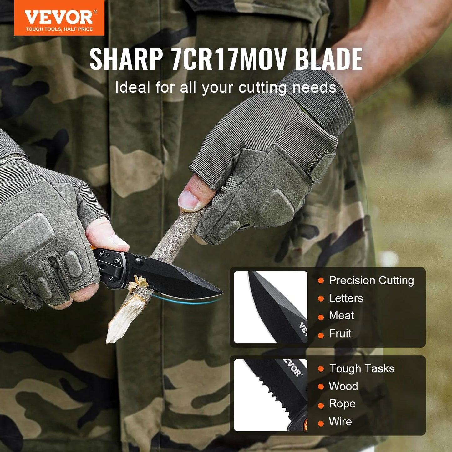 Folding Pocket Knife 3 In/7.6 Blade Aluminum Handle Sharp