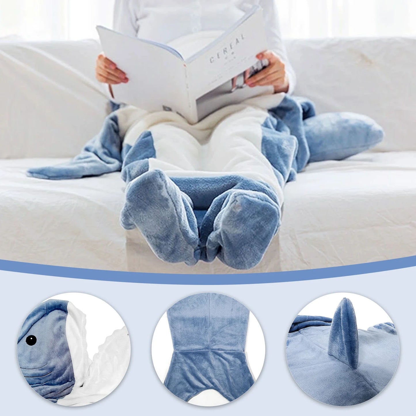Shark Blanket Hoodie Onesie Adult & Kid,Wearable Shark Blanket,Shark Sleeping Bag,Soft Cozy Shark Onesie Costume