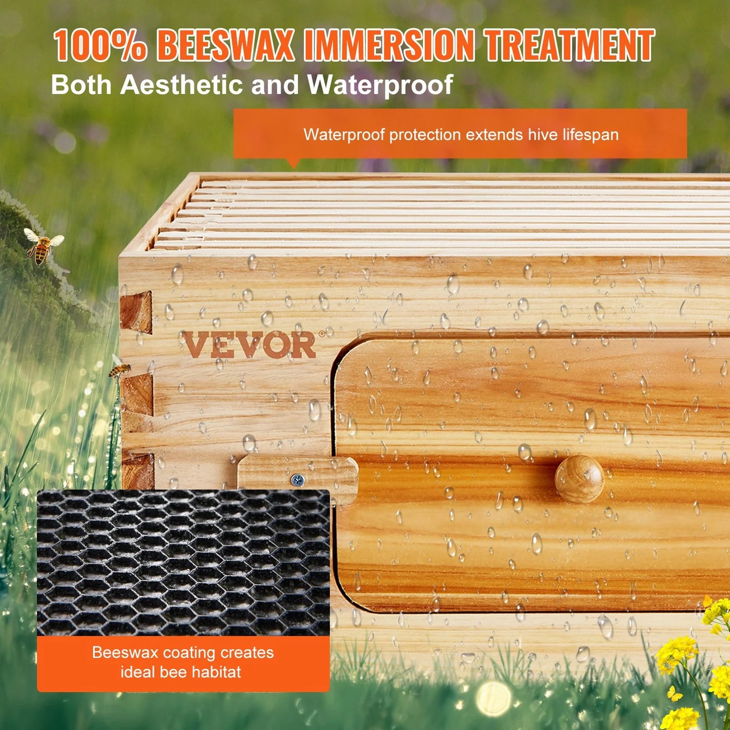 VEVOR Bee Hive Deep Box Starter Kit, for Beginners and Pro Beekeepers