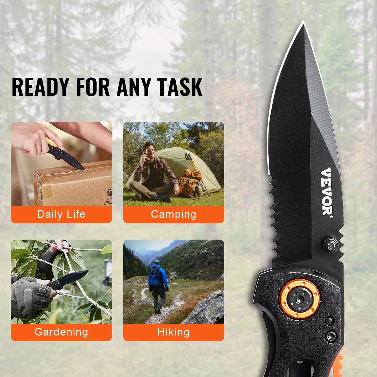 Folding Pocket Knife 3 In/7.6 Blade Aluminum Handle Sharp