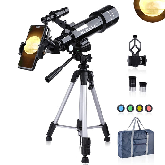 Telescope for Astronomy Fans, 70Mm Aperture 400Mm AZ Mount Refractor Telescope for Kids, Adults, Beginners