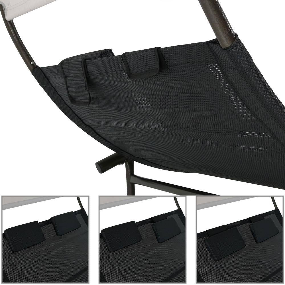 Sling Double Outdoor Rocking Chaise Lounge Chair with Canopy