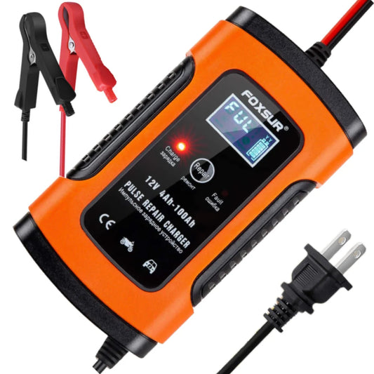 Automatic Smart Charger,  12V 6A Car and Motorcycle Portable Battery Charger with Screen Display, Battery Maintainer