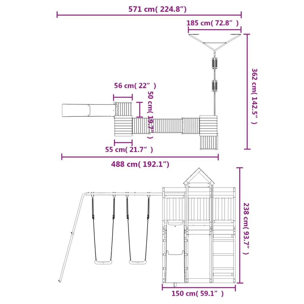 Outdoor Playset Solid Douglas Wood
