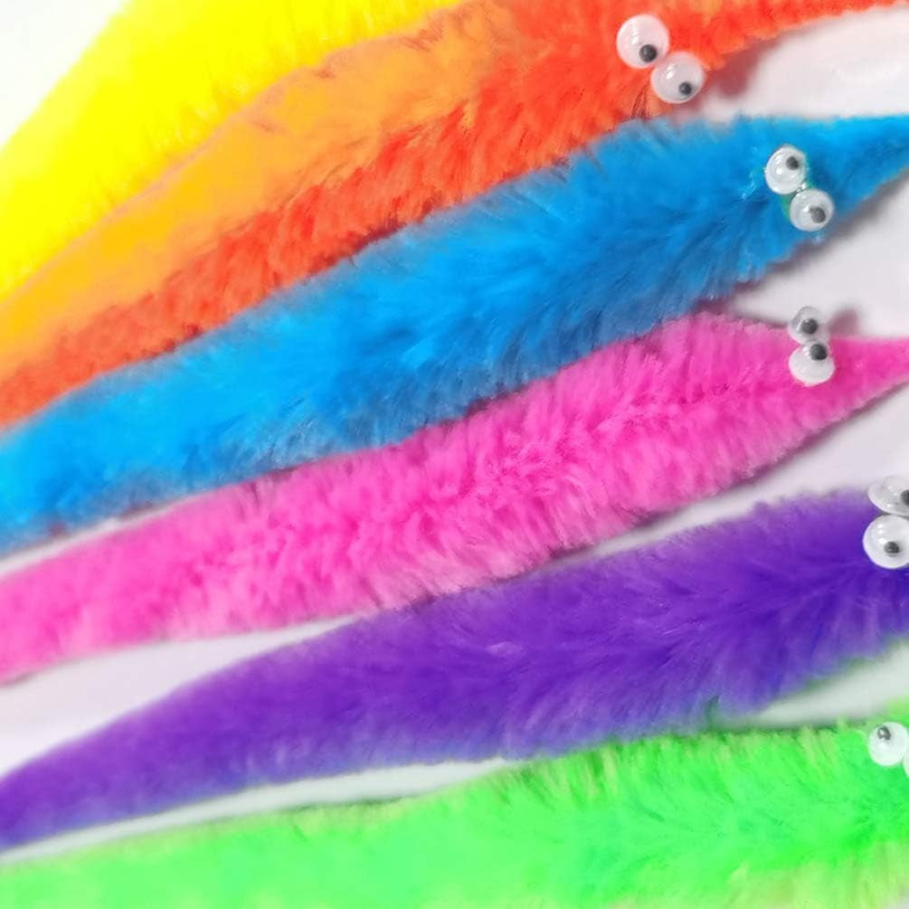 Fuzzy Worm Toys, String Worm Pets Fuzzy Worms on String Bulk Trick Toy Party Favors for Kids Cast