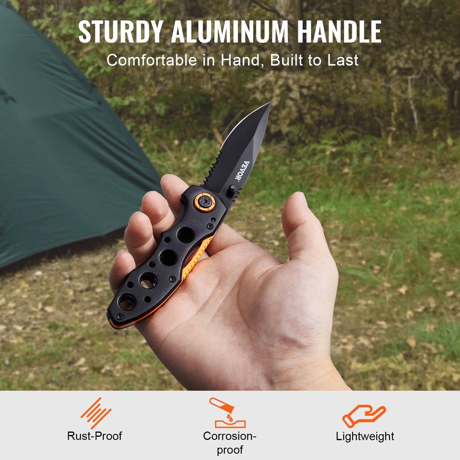 Folding Pocket Knife 3 In/7.6 Blade Aluminum Handle Sharp