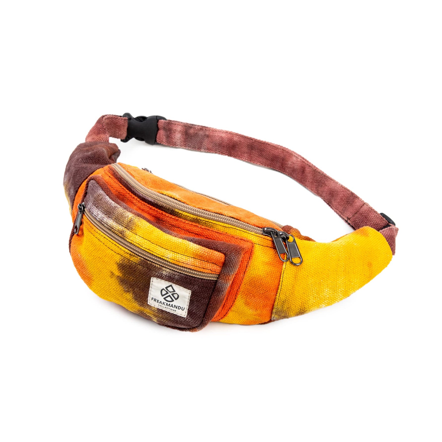 Freakmandu Eco-Friendly Green Boho Hippie Style Hemp Fanny Pack Cross Body Hip Waist Bag for Hiking Running Jogging (Safari)