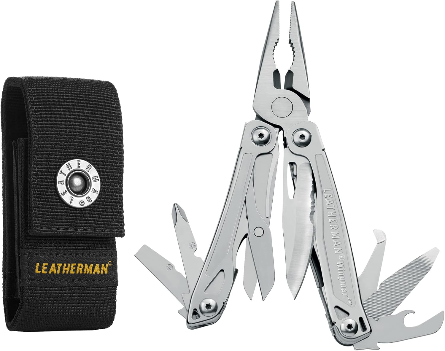 LEATHERMAN, Wingman Multitool with Spring-Action Pliers and Scissors, Stainless Steel with Nylon Sheath - OP Trading Post