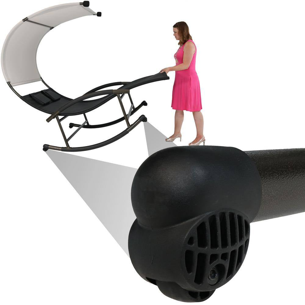 Sling Double Outdoor Rocking Chaise Lounge Chair with Canopy