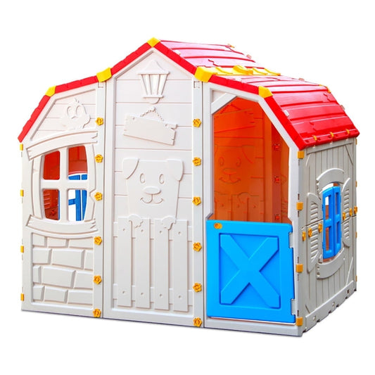 Cottage Kids Playhouse with Openable Windows and Working Door, Toddler Outdoor Playhouse