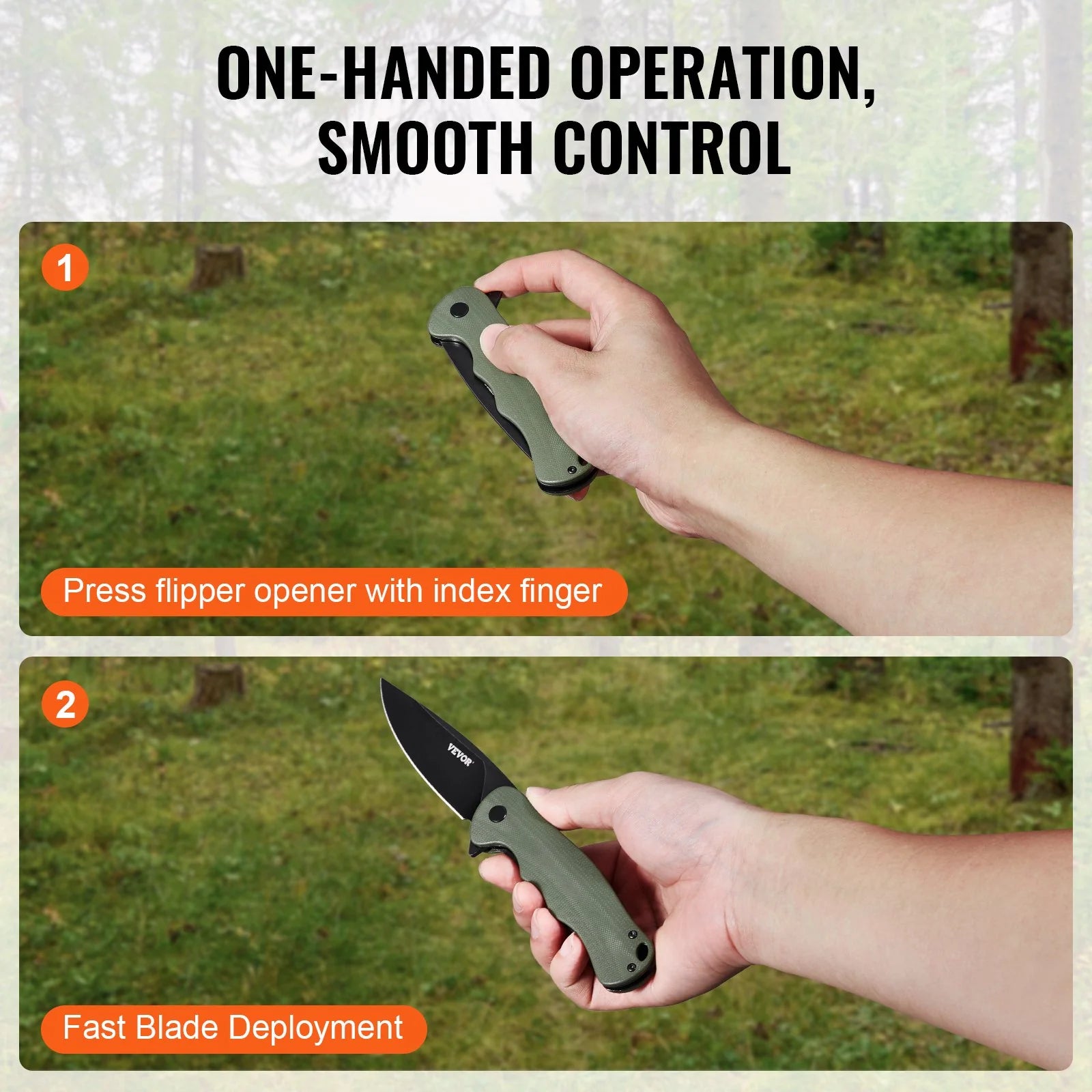Folding Pocket Knife 3.5 In/8.8 Steel Blade G10 Handle Pocket Clip