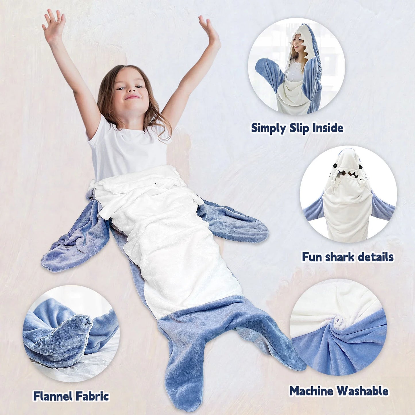 Shark Blanket Hoodie Onesie Adult & Kid,Wearable Shark Blanket,Shark Sleeping Bag,Soft Cozy Shark Onesie Costume