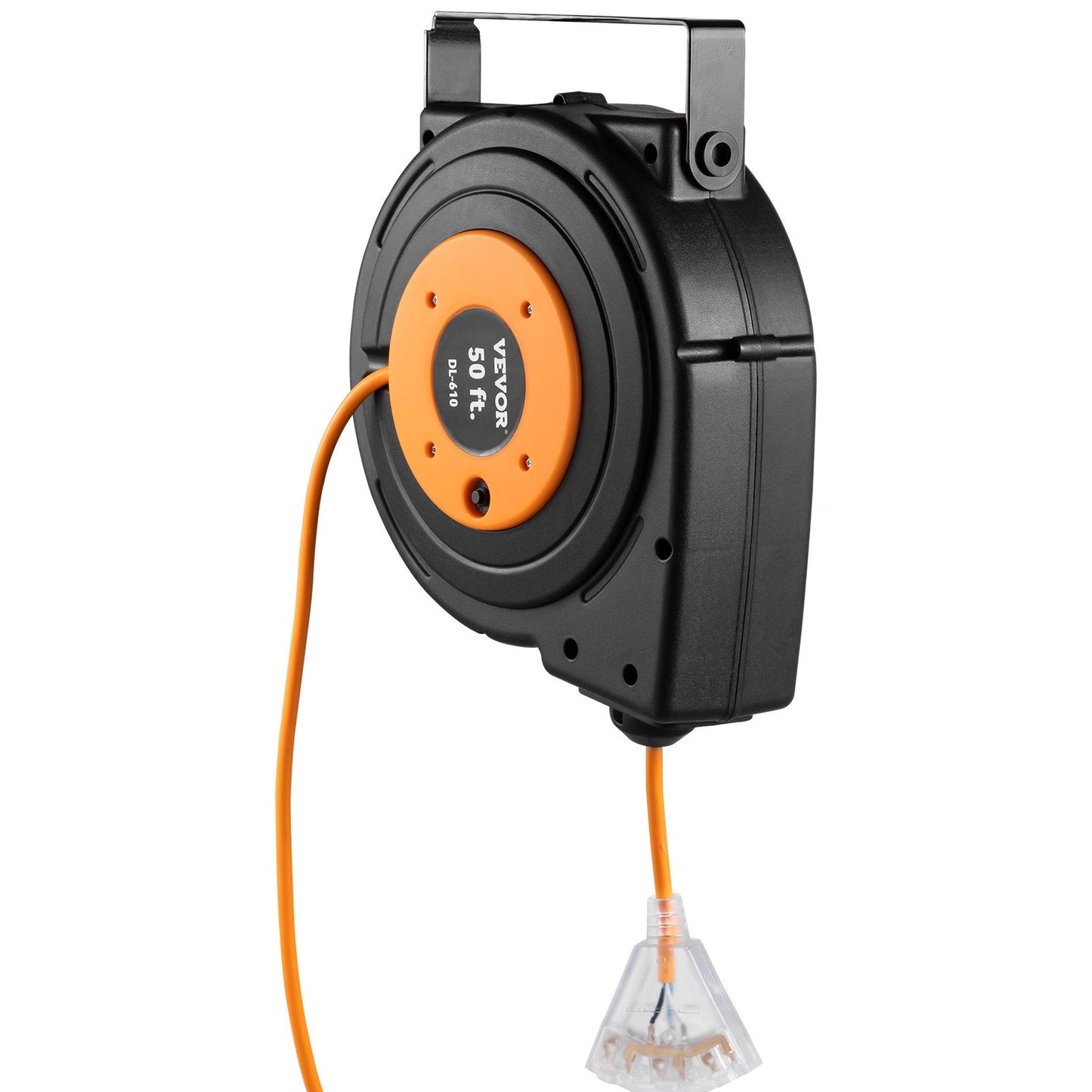 VEVOR 50Ft Retractable Extension Reel Power Cord 